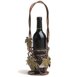 Bottle Wine Rack Basket Vines Grapes Leaves Accented 876718006203 