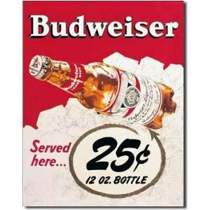  Budweiser Bud Served Here 25 Cents Beer Bottle Retro Vintage 