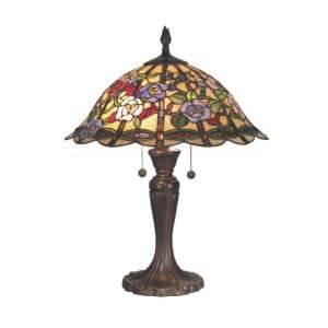   Tiffany TT60736 Auberry Table Lamp, Antique Bronze and Art Glass Shade