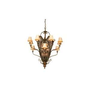   Large Foyer Chandelier in French Bronze with Antique Mirror glass