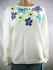 New Womens ALFRED DUNNER White Multi Colored Floral Soft Plush Sweater 