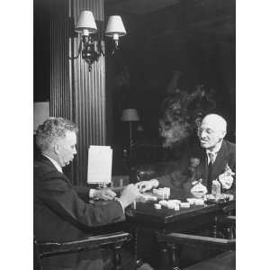  Members Playing Dominoes in Smoking Room at the Harvard Club 