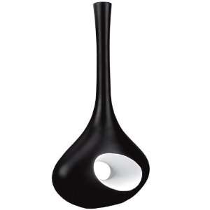  Ellipse Long Neck Brown Vase w/White Accent