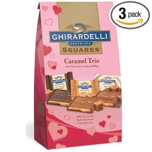 Ghirardelli Valentines Chocolate Squares, Caramel Trio, 8.51 Ounce 