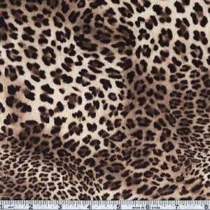  60 Wide Stretch Velour Leopard Black/Tan/Brown Fabric By 