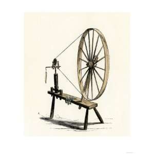  Colonial Spinning Wheel Premium Poster Print, 24x32
