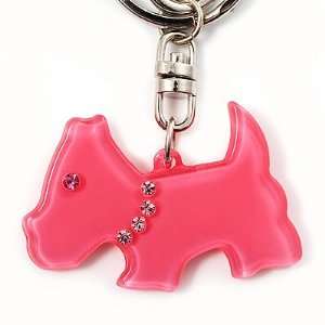  Pink Plastic Scottie Dog Keyring/ Handbag Charm Jewelry