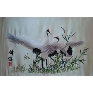  Chinese Silk Embroidery Wall Decor Crane 