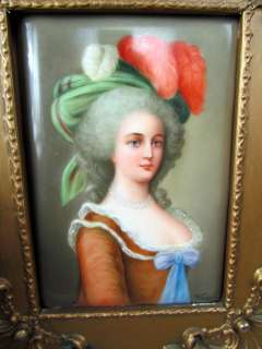 Antique Marie Antoinette Painting on Porcelain Plaque signed Wagner 