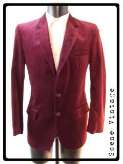   RED BURGUNDY VELVET DINNER EVENING JACKET BLAZER MEDIUM 40  