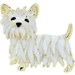  Enamel Scottie Dog White Animal Pin Brooch Jewelry