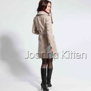 2011 NEW Womens Double breasted Trench Coat long outwear ruffled 