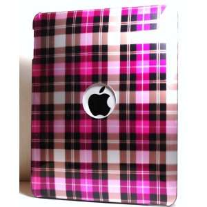 Pink with Brown Checker Plaid Design Apple Ipad Tablet Snap on Hard 