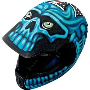 Moto Vation Racing Helmet Skinz Helmet Cover American Skull Youth Blue
