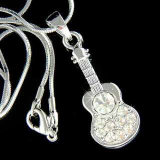 NEW Crystal Music Rock ACOUSTIC GUITAR Pendant Necklace  