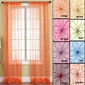  120 Long Ramona Sheer Floral Rod Pocket Curtain Panel 
