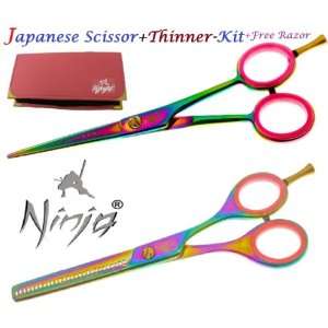  NINJA JAPANESE   Hairdressing Scissor & Thinner SET KIT 5 