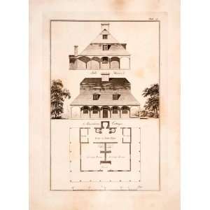 1823 Aquatint Engraving John Plaw America Cottage Ferme Ornee Pastoral 