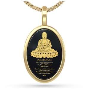 14kt Gold Buddha Necklace with Metta Meditation Prayer Imprinted in 