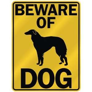 BEWARE OF  BORZOI  PARKING SIGN DOG