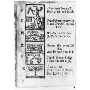  New England Primer,Alphabet,1721,Letters T through Z
