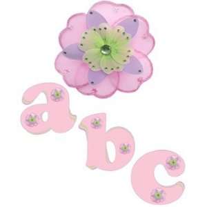 Pink Purple Green Daisy Flower Alphabet Letter Name Wall Sticker baby 