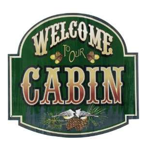  Cabin Welcome Lodge Sign Plaque Tin Wall Decor In/Out 