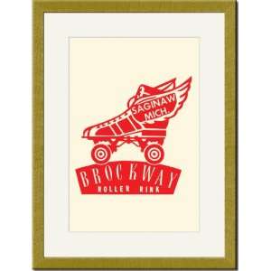   Gold Framed/Matted Print 17x23, Brockway Roller Rink