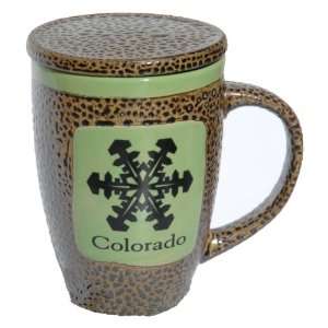  Colorado Snowflake Mug with Lid in Dark Yellow Kitchen 