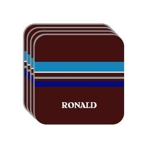 Personal Name Gift   RONALD Set of 4 Mini Mousepad Coasters (blue 