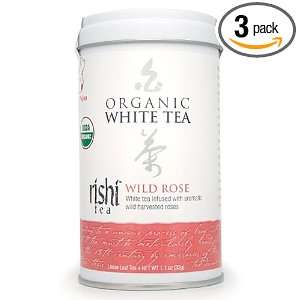 Rishi Tea Wild Rose,Organic White Tea 1.12 Ounce Tins (Pack of 3)