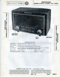 WESTINGHOUSE,TUBE RADIO~H 307T7.~Vintage Sams Photofact  