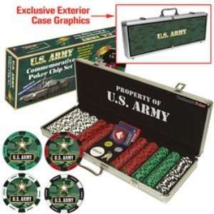 Army CLAY Filled 500 Poker Chip Set w/Custom Case  