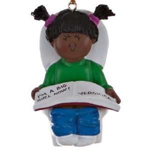 Personalized Ethnic Potty Training Toddler Girl Christmas Ornament