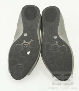 Kate Spade Gunmetal Leather & Jeweled Peep Toe Flats Size 10  