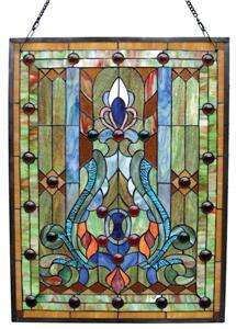PAIR VICTORIAN TIFFANY STYLE STAINED GLASS SUNCATCHER WINDOW PANEL 18 