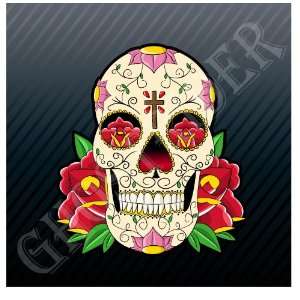  Mexican Sugar Skull Art Car Trucks Sticker Decal 