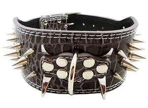 Leather Dog Collar Spikes 3 Boxerl 17 20.5 Amstaff, Pittbull  