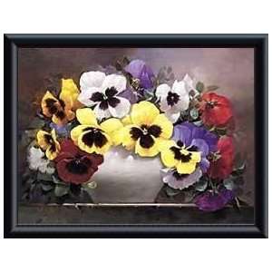   Print   Rainbow of Pansies   Artist V Santos  Poster Size 9 X 12