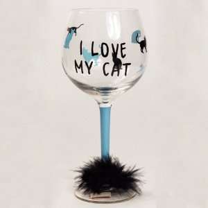  I Love My Cat Wine Glass