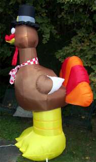 Airblown Inflatable Giant 8 Tall Turkey With Pilgrim Hat Gemmy 