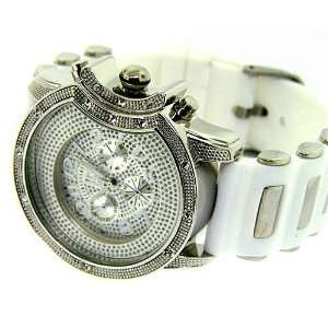 New Mens silver plated Iced out bling watch big heavy large mans urban 