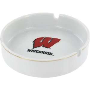   Wisconsin Badgers Ceramic Ash Tray with Gold Band