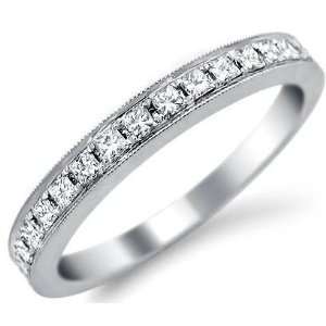  VS 1 .85ct Princess Cut Diamond Wedding Band Ring 18k 