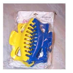    Yellow and Royal Blue Giant Jaw Hair Clips 