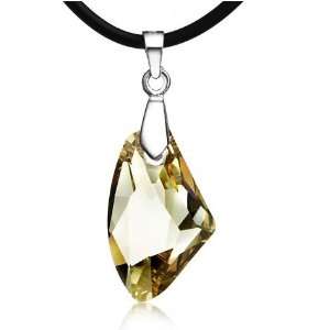 Champagne Gold Crystal Necklace Pendant Used Swarovski Crystals 