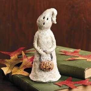 Glittered Ghost with Pumpkin Basket   Party Decorations & Room Decor
