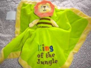 Jungle King Reversible Plush Security Blanket Lovey Lion Monkey Baby 