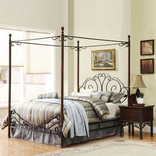 Metal Canopy Bed W/Head & footboard,Canopy & post Steel Bedroom 