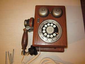 Antique Replica Wood Box Wall mount Bell Telephone used  